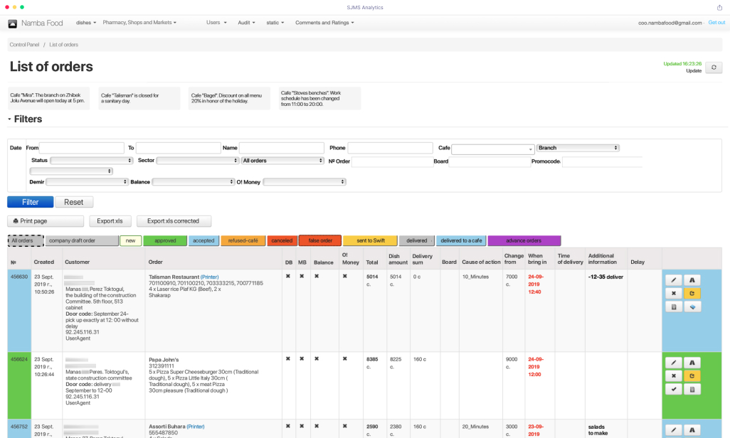 Namba Food: Admin Panel Which Help to Manage Food and Grocery Delivery.