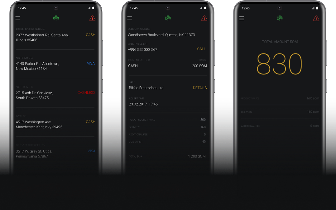 Namba Food: Courier App for Android.