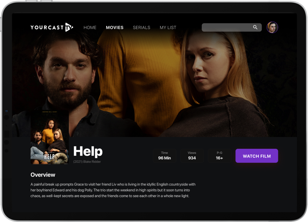 OTT-like Online Video Streaming Platform on IPad Tablet.